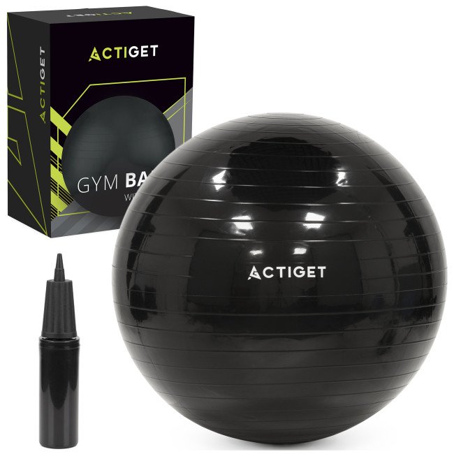М'яч для фітнесу (фітбол) Actiget 75 см з насосом ACT0146 Black
