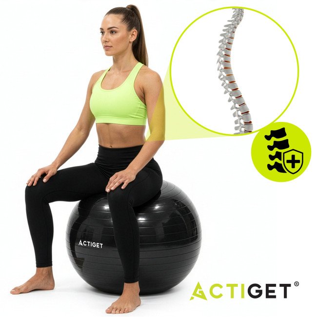 М'яч для фітнесу (фітбол) Actiget 85 см з насосом ACT0148 Black