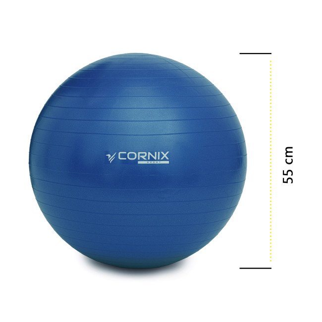 М'яч для фітнесу (фітбол) Cornix 55 см Anti-Burst XR-0015 Blue
