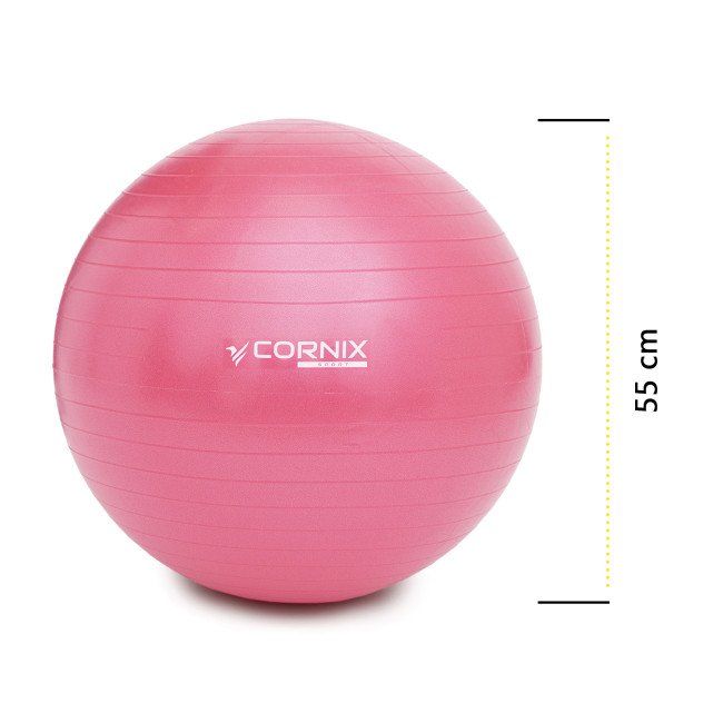 М'яч для фітнесу (фітбол) Cornix 55 см Anti-Burst XR-0017 Pink
