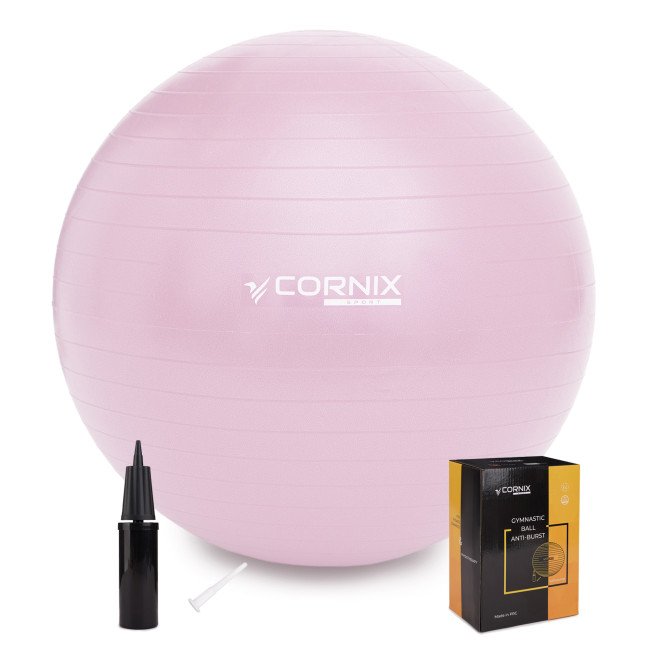 М'яч для фітнесу (фітбол) Cornix 55 см Anti-Burst XR-0361 Light Pink