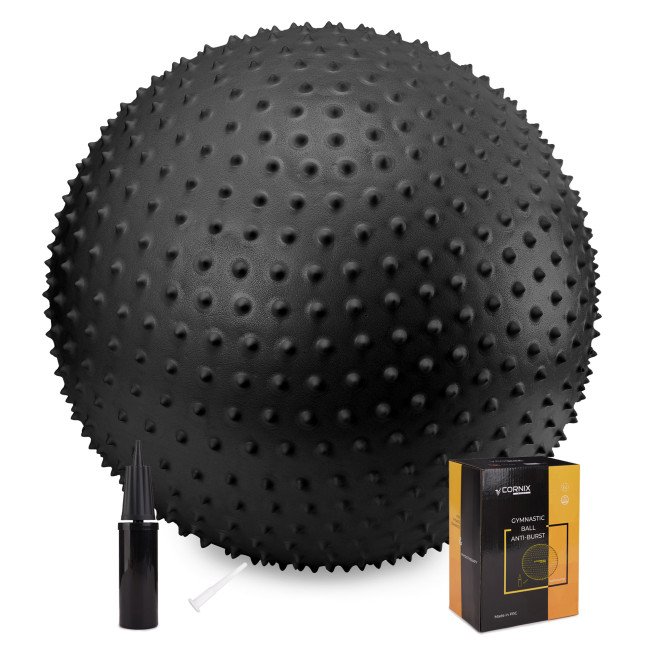 М'яч для фітнесу (фітбол) Cornix 65 см масажний Anti-Burst XR-0482 Black