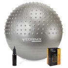 М'яч для фітнесу (фітбол) Cornix 55 см напівмасажний Anti-Burst XR-0463 Silver