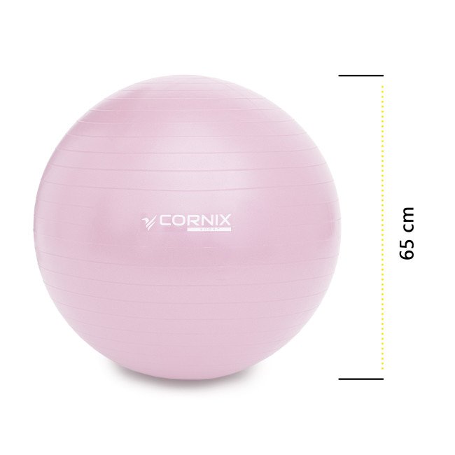 М'яч для фітнесу (фітбол) Cornix 65 см Anti-Burst XR-0364 Light Pink