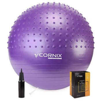 М'яч для фітнесу (фітбол) Cornix 65 см напівмасажний Anti-Burst XR-0476 Violet