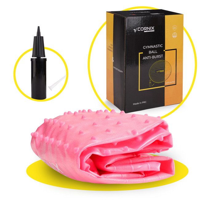 М'яч для фітнесу (фітбол) Cornix 65 см напівмасажний Anti-Burst XR-0477 Pink