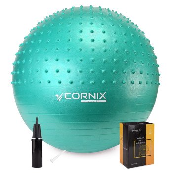 М'яч для фітнесу (фітбол) Cornix 65 см напівмасажний Anti-Burst XR-0480 Mint
