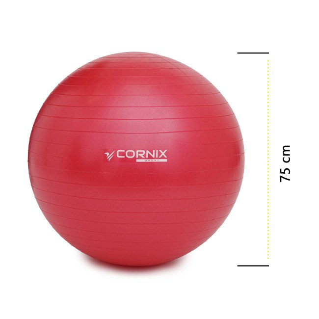 М'яч для фітнесу (фітбол) Cornix 75 см Anti-Burst XR-0028 Red