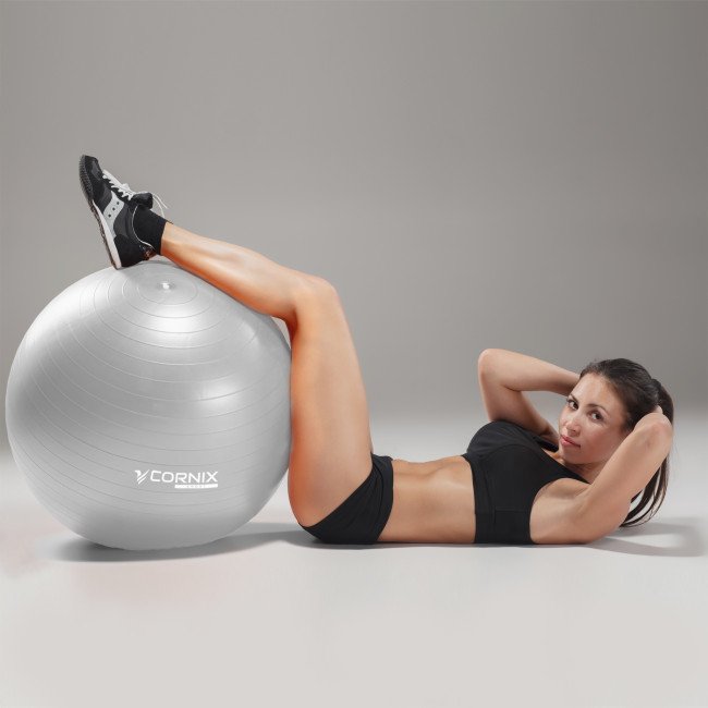 М'яч для фітнесу (фітбол) Cornix 75 см Anti-Burst XR-0365 Silver