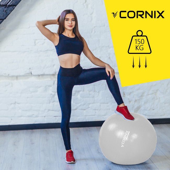 М'яч для фітнесу (фітбол) Cornix 75 см Anti-Burst XR-0365 Silver