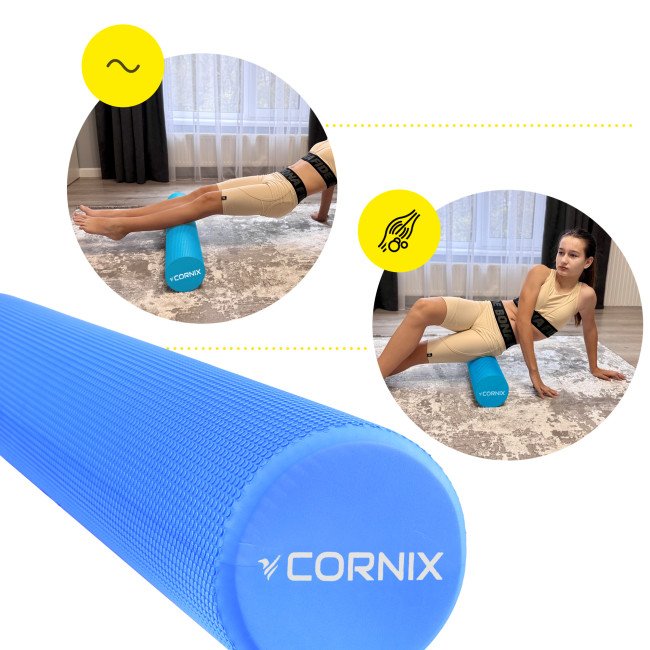 Масажний ролик Cornix EVA+ 90 x 15 см (валик, роллер) XR-0314 Navy Blue