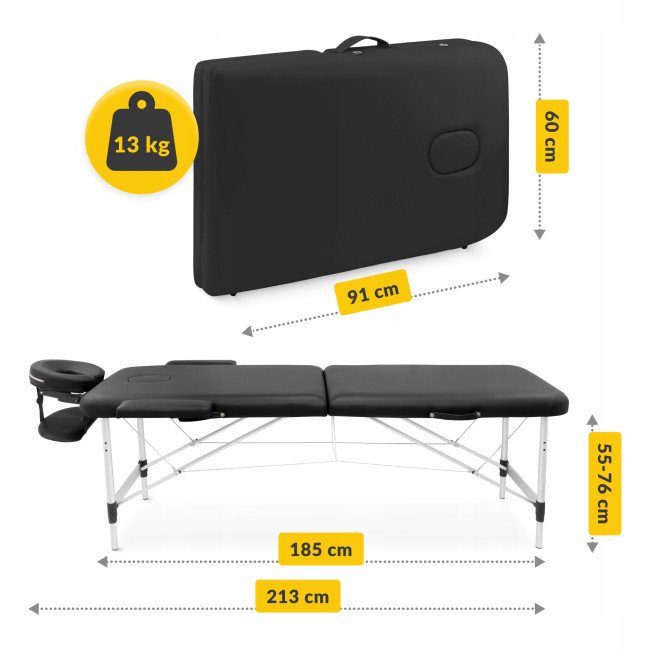 Масажний стіл складний 4FIZJO Massage Table Alu W60 Black (P-5907739318374)