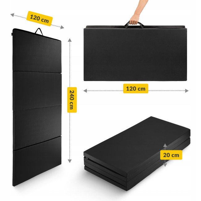 Мат гімнастичний складний 4FIZJO XL 240 x 120 x 5 см Black (P-5907739319708)
