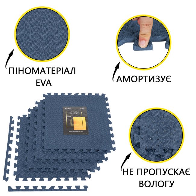 Мат-пазл (ластівчин хвіст) Cornix Mat Puzzle EVA 120 x 120 x 1 cм XR-0239 Navy Blue