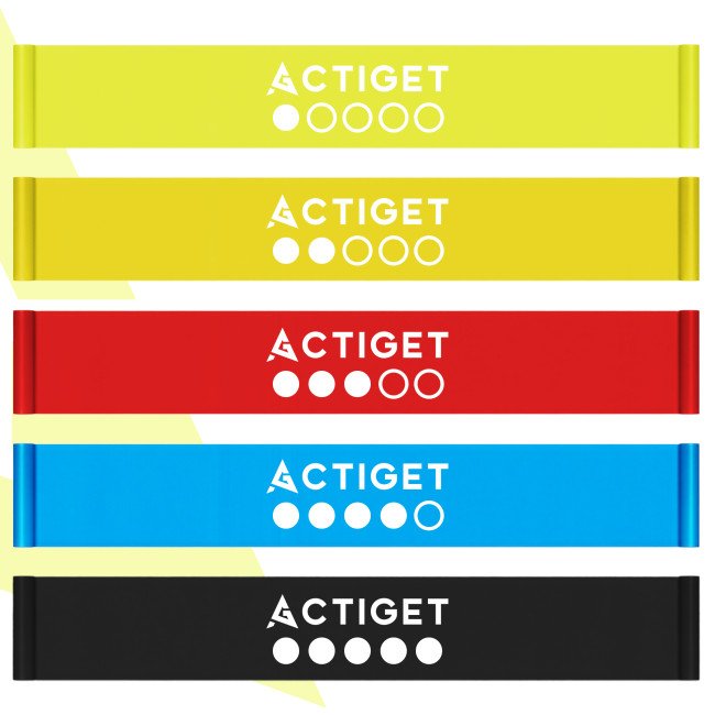 Набір стрічкових еспандерів для спорту та реабілітації Actiget Flat Band 200 х 15 cм 1-15 кг 5 шт ACT0106