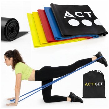 Набір стрічкових еспандерів для спорту та реабілітації Actiget Flat Band 200 х 15 cм 1-15 кг 5 шт ACT0106