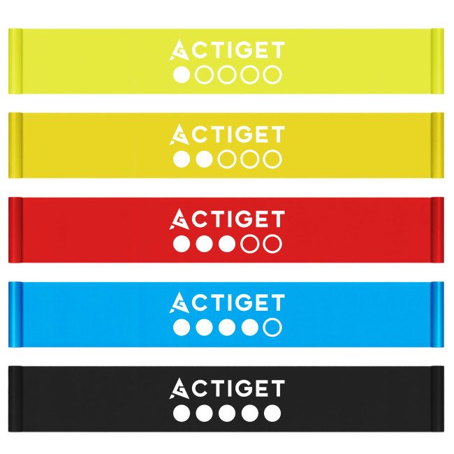 Набір стрічкових еспандерів для спорту та реабілітації Actiget Flat Band 200 х 15 cм 1-15 кг 5 шт ACT0106