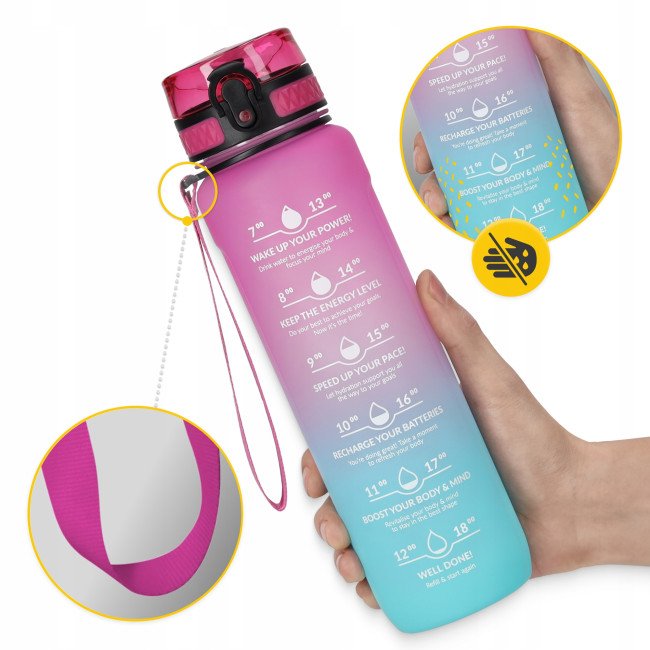 Пляшка для води спортивна 4FIZJO 1000 мл Pink/Sky Blue (P-5905973400770)