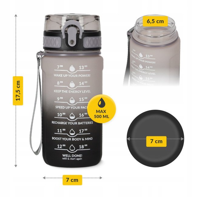 Пляшка для води спортивна 4FIZJO 500 мл Grey/Black (P-5905973400725)