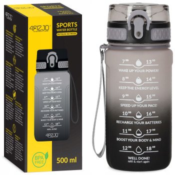 Пляшка для води спортивна 4FIZJO 500 мл Grey/Black (P-5905973400725)