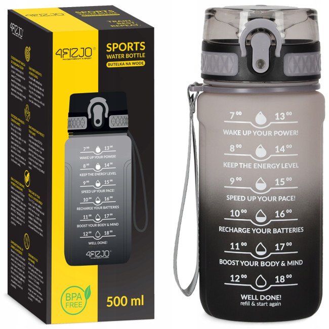 Пляшка для води спортивна 4FIZJO 500 мл Grey/Black (P-5905973400725)