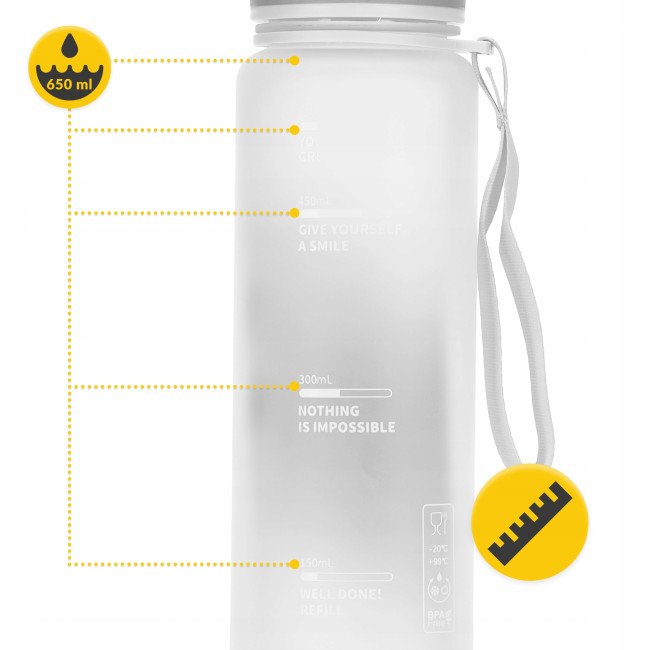 Пляшка для води спортивна 4FIZJO 650 мл Grey (P-5905973404280)