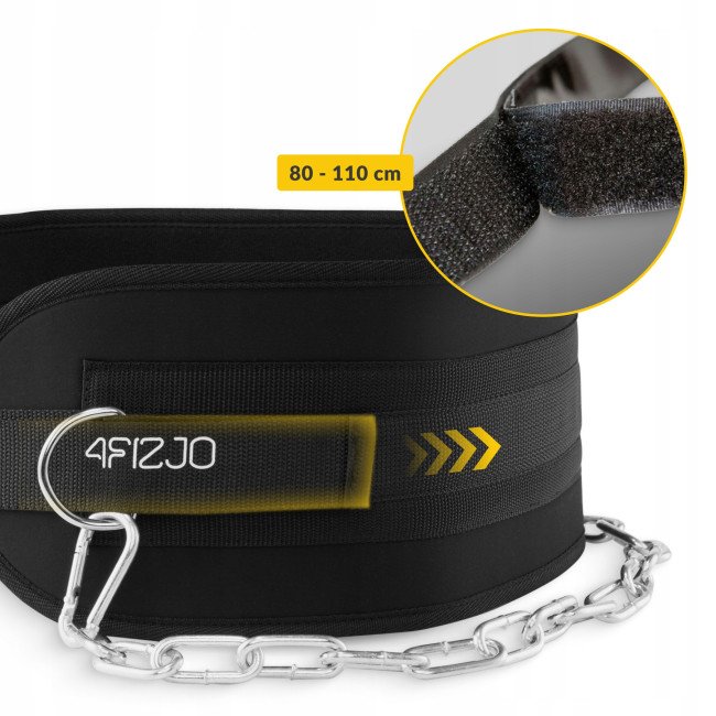 Пояс атлетичний для обтяження 4FIZJO Dip Belt 80 см Black (P-5905973402255)