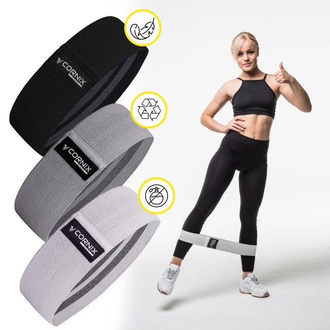 Резинки для фітнесу та спорту із тканини Cornix Hip Band набір 3 шт XR-0049