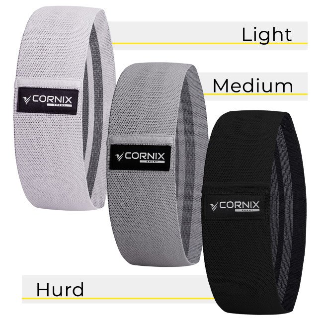 Резинки для фітнесу та спорту із тканини Cornix Hip Band набір 3 шт XR-0049