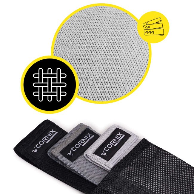 Резинки для фітнесу та спорту із тканини Cornix Hip Band набір 3 шт XR-0049