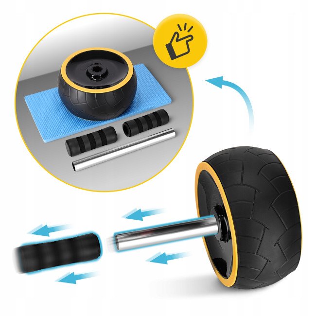 Ролик (гімнастичне колесо) для преса 4FIZJO Ab Wheel XL Black/Yellow (P-5907739314444)