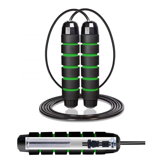 Скакалка швидкісна для кросфіту Cornix Speed Rope Classic з обтяженням XR-0352 Black/Green