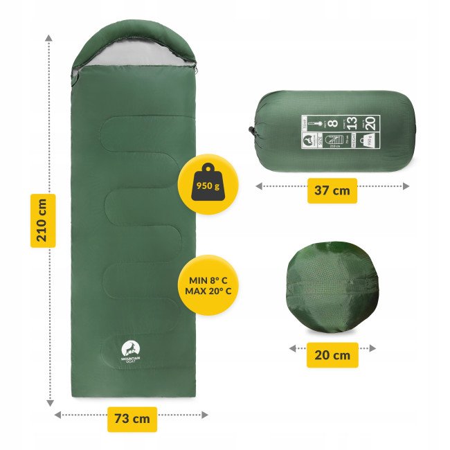 Спальний мішок (спальник) ковдра Mountain Goat 2 в 1 Standard 8 ...+20°C R Olive/Grey (P-5905973400961)