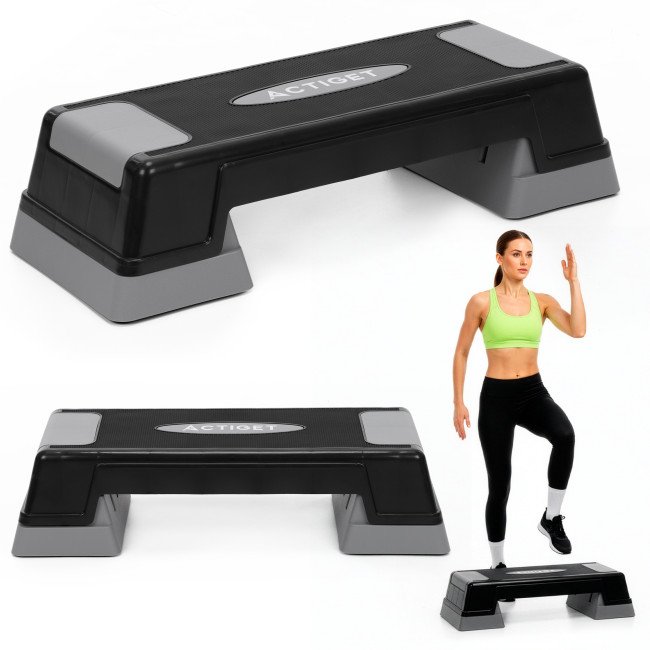 Степ-платформа 2-ступінчаста Actiget 73 х 28.5 х 12-17.5 см ACT0120 Black/Grey