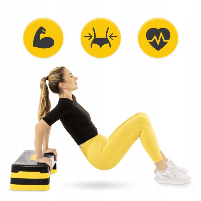 Степ-платформа 3-ступінчаста 4FIZJO 69 х 28 х 10-15-20 см Black/Yellow (P-5907739311436)