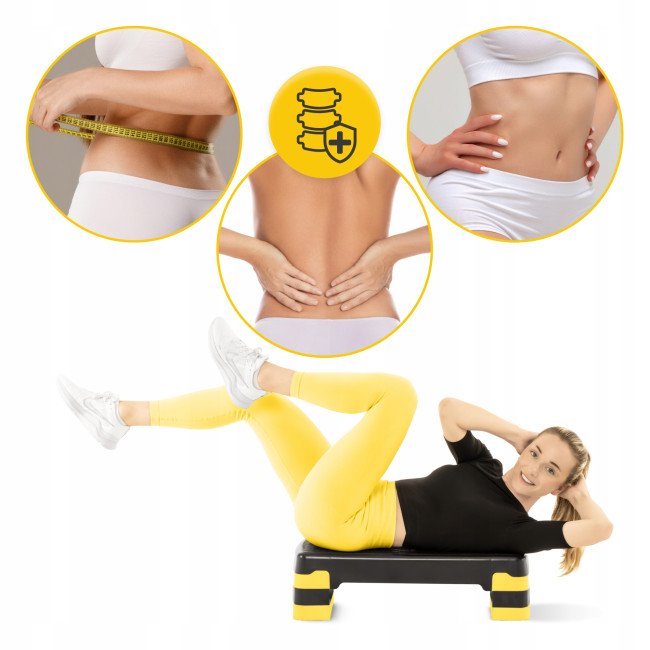 Степ-платформа 3-ступінчаста 4FIZJO 69 х 28 х 10-15-20 см Black/Yellow (P-5907739311436)