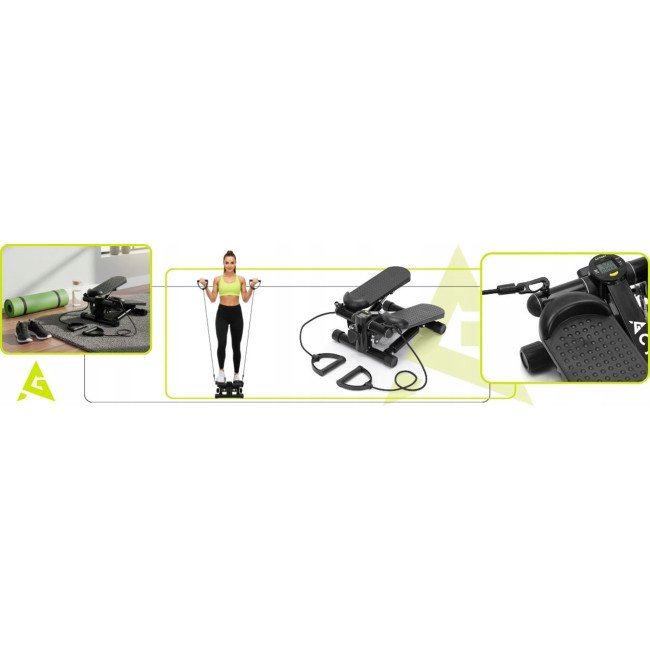 Степер (міні-степер) Actiget Actistep з еспандерами ACT0173 Black