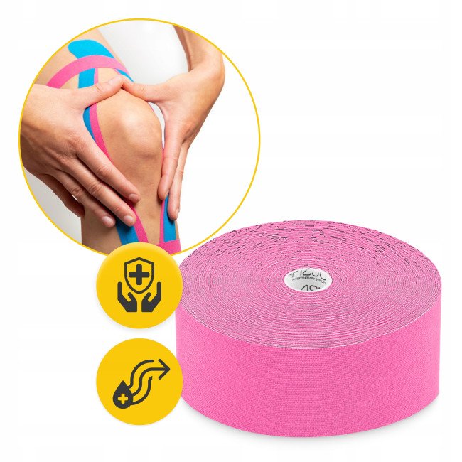 Стрічка кінезіологічна (кінезіо тейп) 4FIZJO 5 см x 31 м Pink (P-5905973405553)