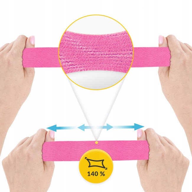 Стрічка кінезіологічна (кінезіо тейп) 4FIZJO 5 см x 31 м Pink (P-5905973405553)