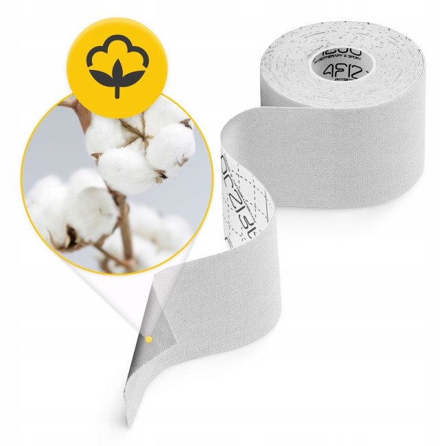 Стрічка кінезіологічна (кінезіо тейп) 4FIZJO 5 см x 5 м White (P-5907739318831)