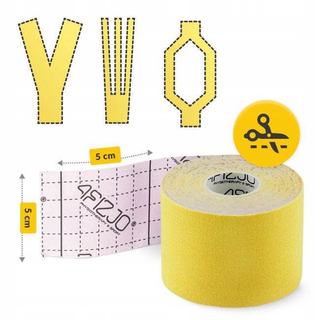 Стрічка кінезіологічна (кінезіо тейп) 4FIZJO 5 см x 5 м Yellow (P-5907739318824)
