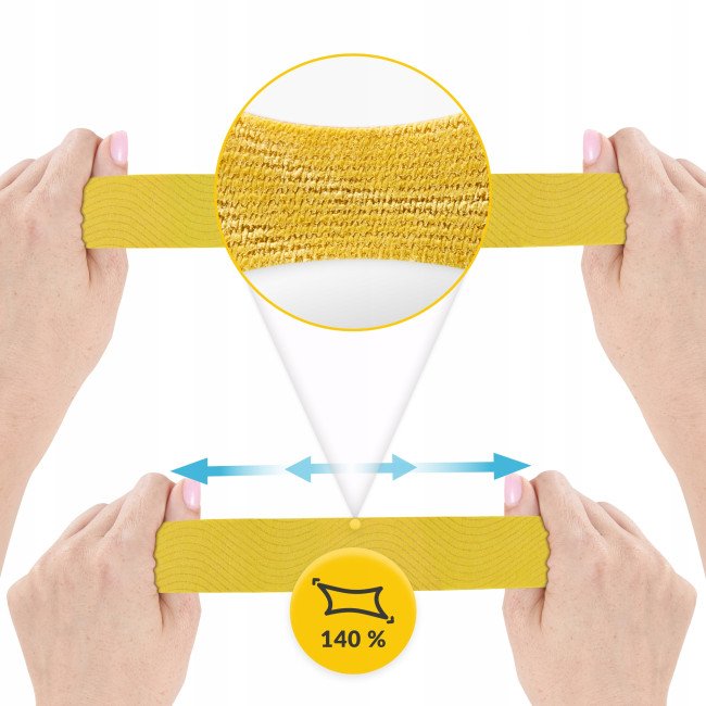 Стрічка кінезіологічна (кінезіо тейп) 4FIZJO 5 см x 5 м Yellow (P-5907739318824)