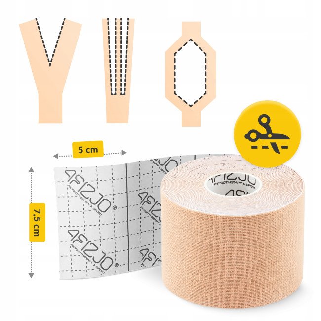 Стрічка кінезіологічна (кінезіо тейп) 4FIZJO 7.5 см x 5 м Biege (P-5907739318879)