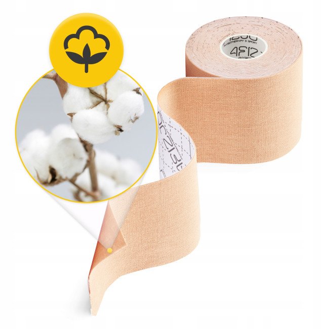 Стрічка кінезіологічна (кінезіо тейп) 4FIZJO 7.5 см x 5 м Biege (P-5907739318879)