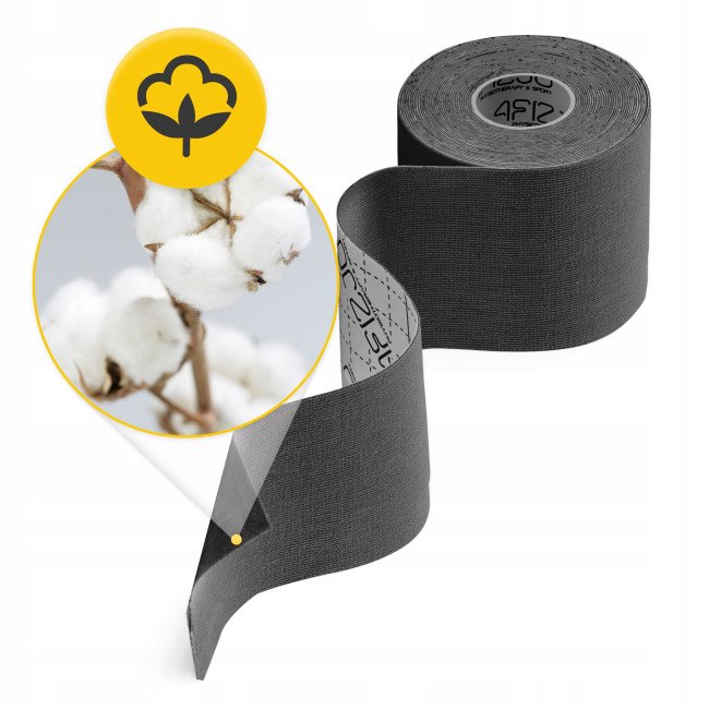 Стрічка кінезіологічна (кінезіо тейп) 4FIZJO 7.5 см x 5 м Black (P-5907739318886)