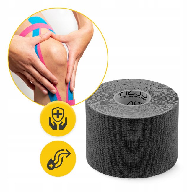 Стрічка кінезіологічна (кінезіо тейп) 4FIZJO 7.5 см x 5 м Black (P-5907739318886)