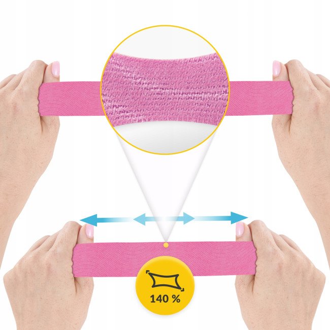 Стрічка кінезіологічна (кінезіо тейп) 4FIZJO 7.5 см x 5 м Pink (P-5907739318893)