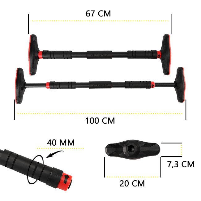 Турнік розсувний Cornix Pro 67-100 см XR-0283 Black/Red