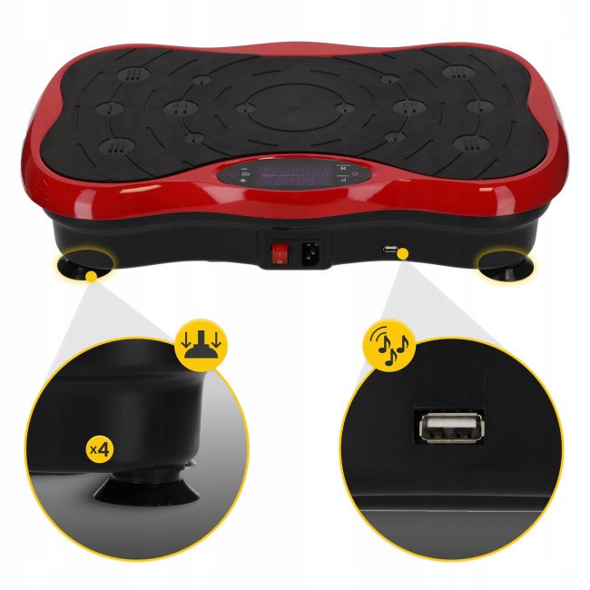 Віброплатформа для тренувань 4FIZJO Ultra+ з пультом та еспандерами Black/Red (P-5905973401531)