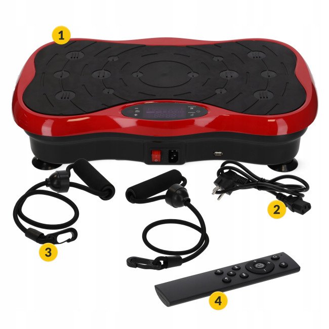 Віброплатформа для тренувань 4FIZJO Ultra+ з пультом та еспандерами Black/Red (P-5905973401531)
